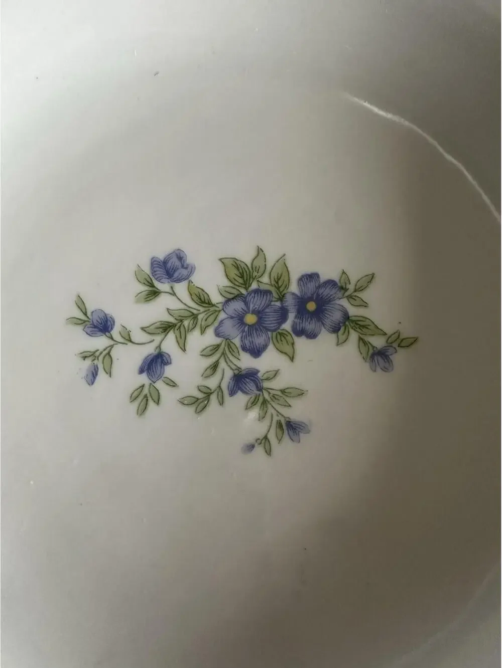 Vintage Blue Floral Porcelain Decorative Bowl With Gold Rim